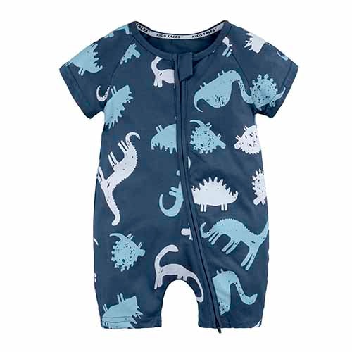 Adorable Blue Short-Sleeved Romper for Baby Boys