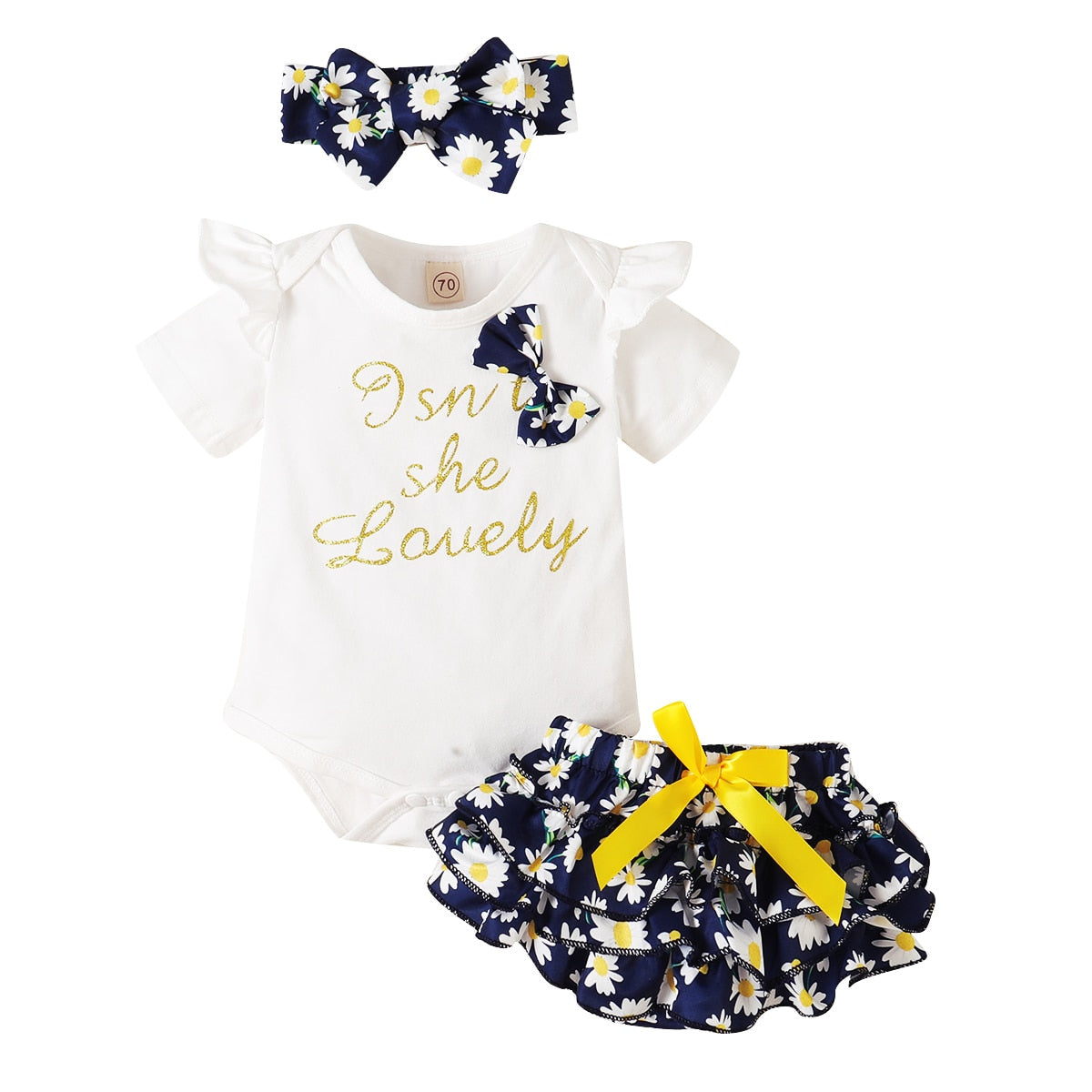 3pcs Summer Clothes Sets for Toddler Infants with Letter Print T-shirts and High Waist Shorts