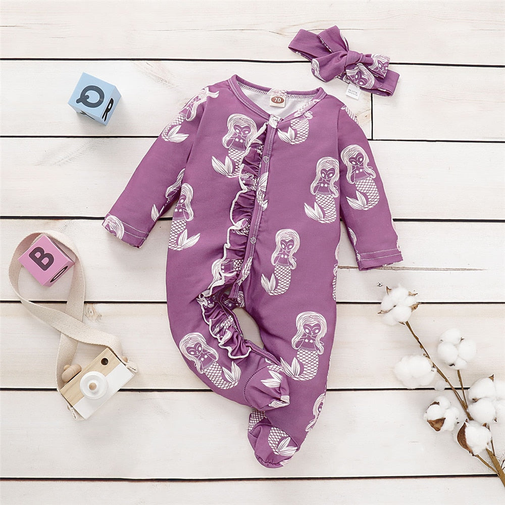 Girls Baby's Rompers with Floral Ruffles - Adorable Outfits for Little Ones
