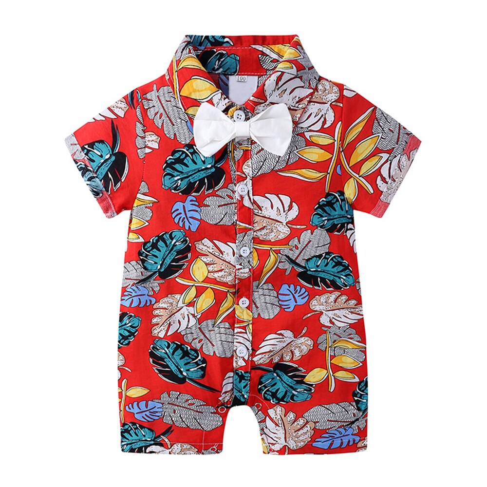 Tropical Paradise: Baby Boys' Summer Rompers with Hawaiian Prints