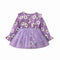 Baby Girl Long Sleeve Daisy Print Tulle Romper Dress with Ruffles - Babbez