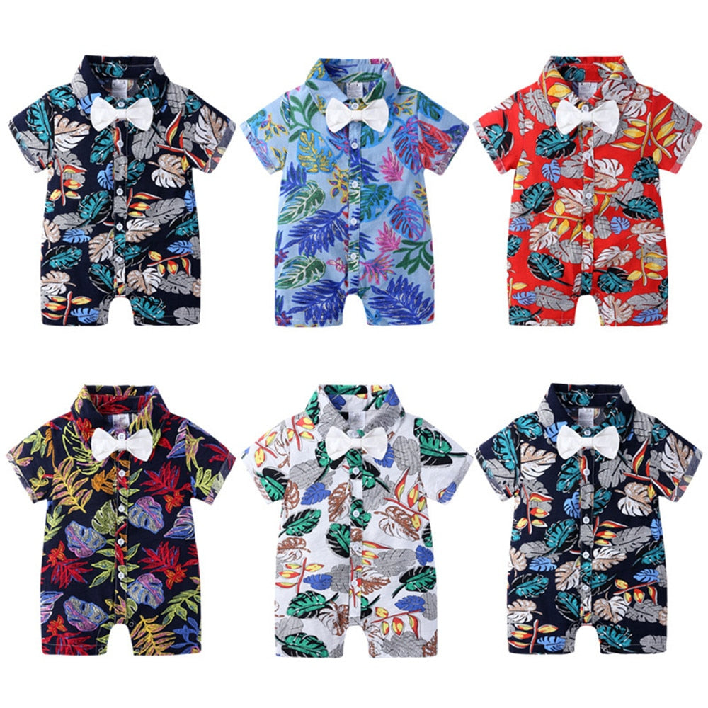 Tropical Paradise: Baby Boys' Summer Rompers with Hawaiian Prints