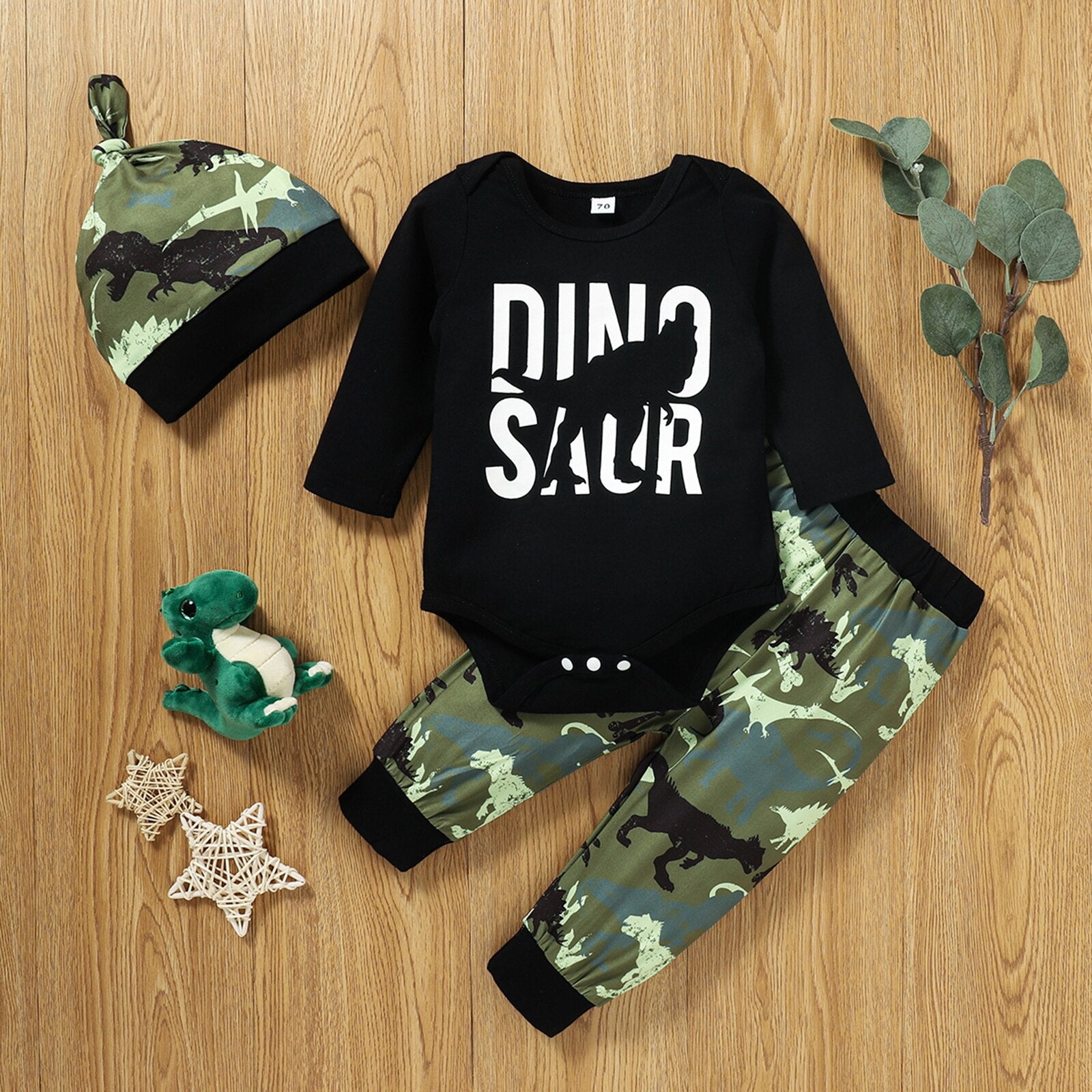 Adorable Autumn Newborn Baby Boy Clothes Set with Dinosaur Print Pants Outfits