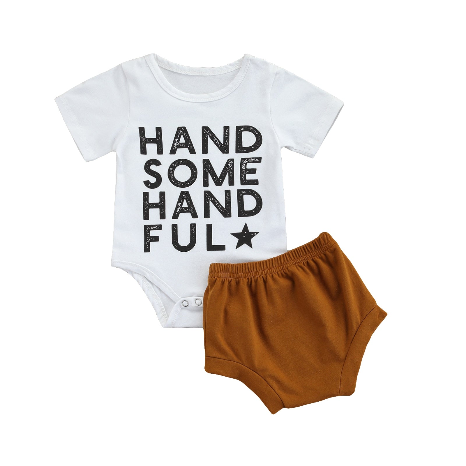 Casual and Cute: 2-Piece Set for Infant Baby Girls with Letter Printed Romper and Solid Shorts