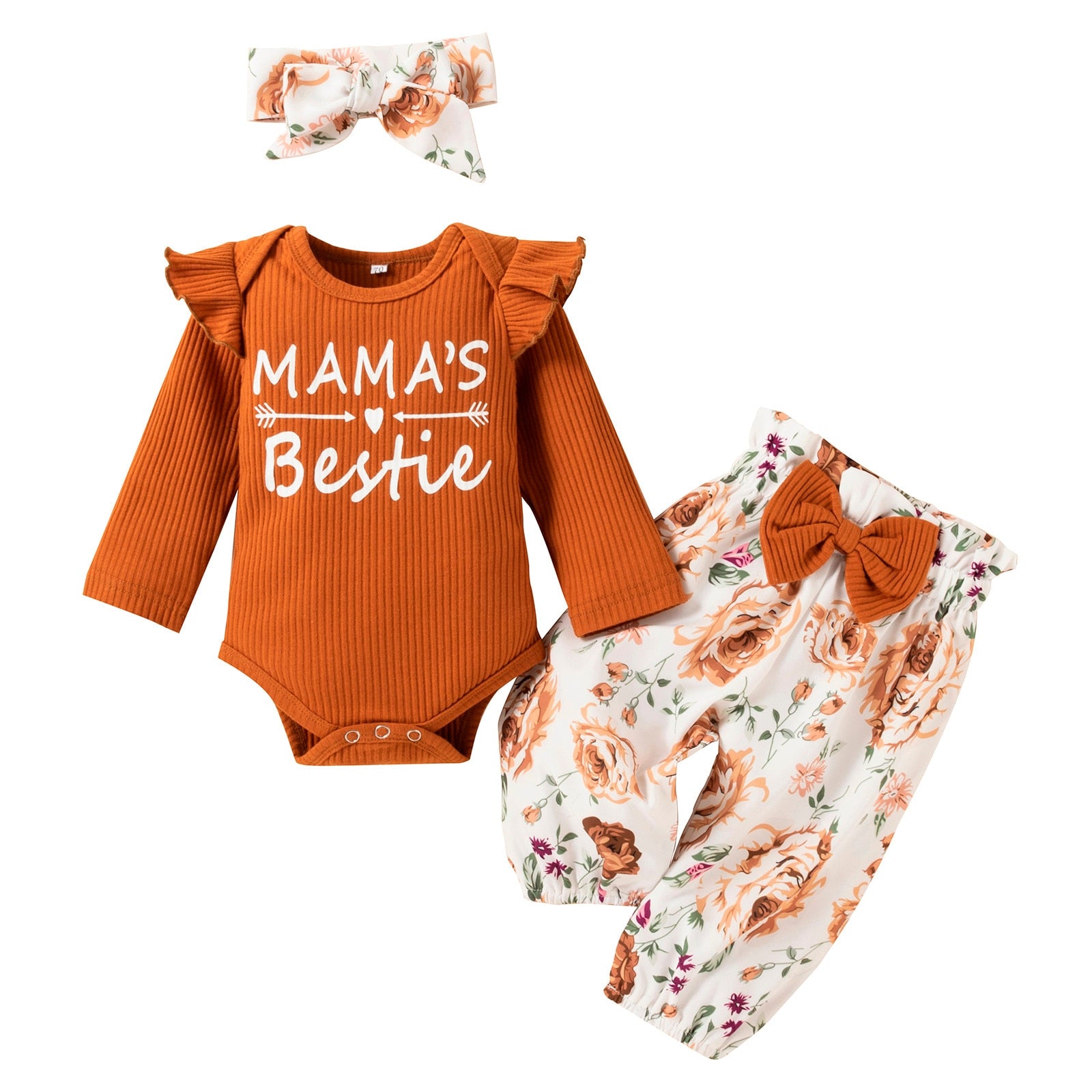 Fashionable and Comfortable 3-Piece Newborn Baby Girl Clothes Set for Autumn and Winter