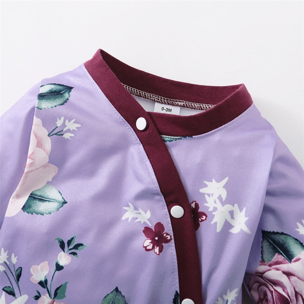 Floral Winter Jumpsuit for Baby Girls: Ruffled Overalls for Newborns and Kids