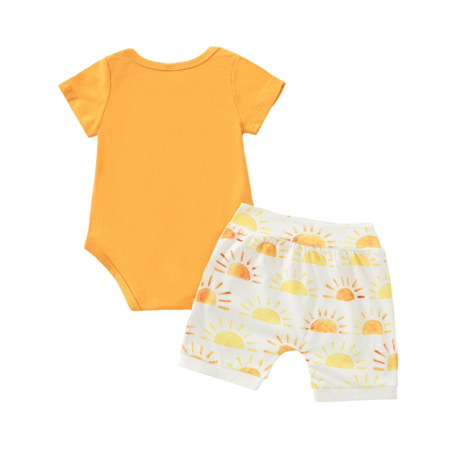 Summer Sun Print Rompers Shorts Outfit Set for Newborn Baby Girl or Boy