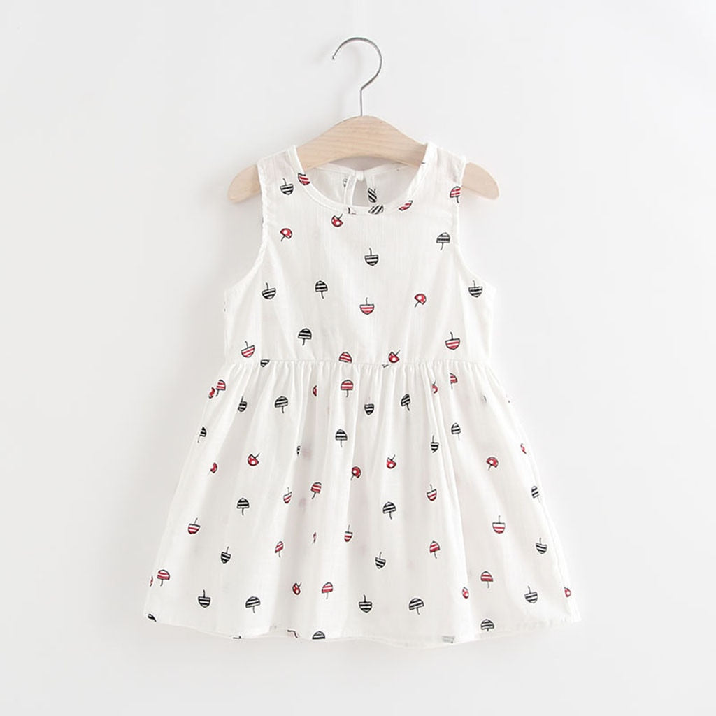 Elegant Sleeveless Printed Dresses for Baby Girls 2-7 Years | Toddler Summer Party Dresses