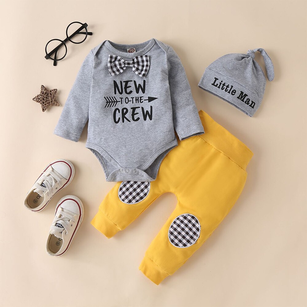 Gentleman in Plaid: 3pcs Baby Boy Outfits for Autumn/Winter