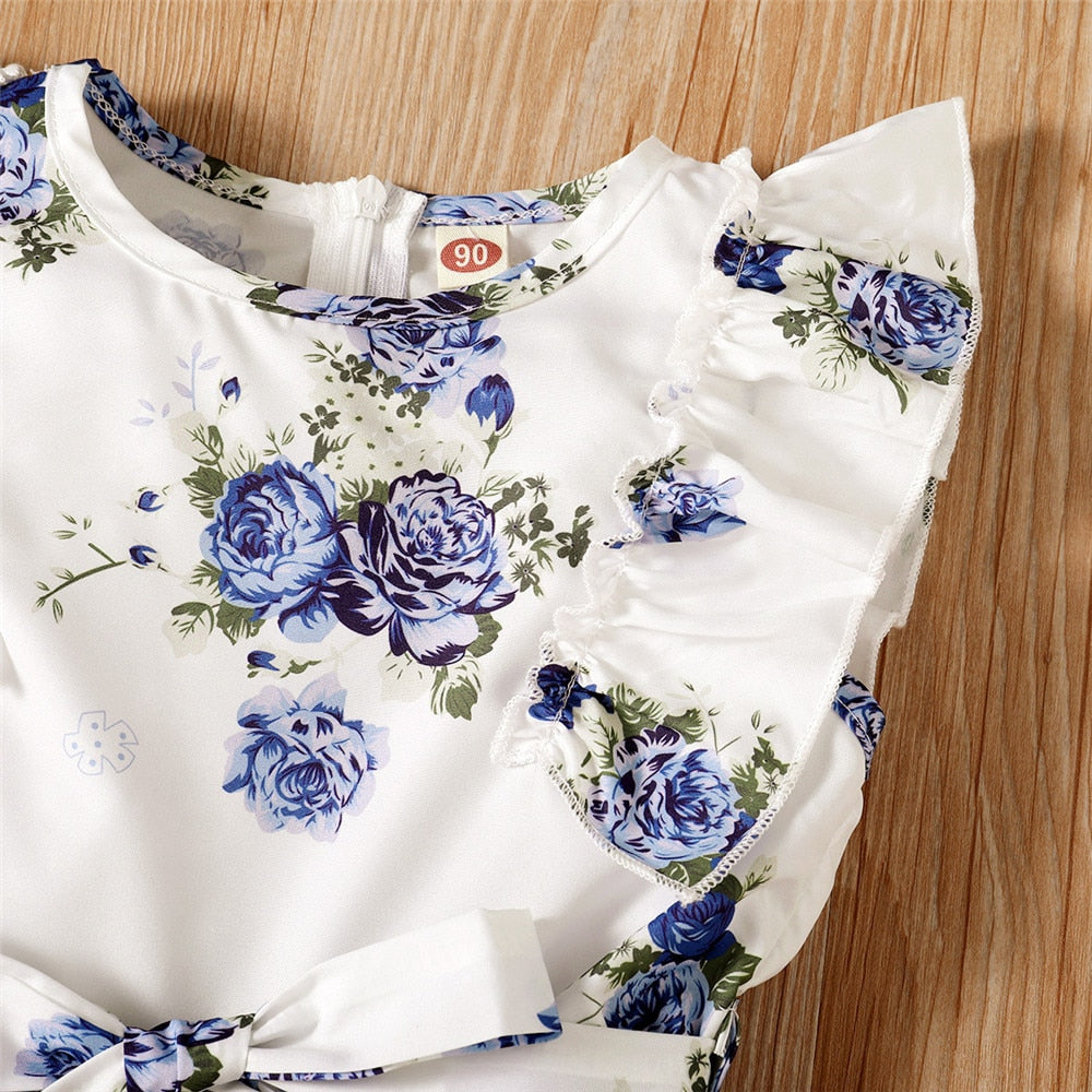 Adorable Floral Print Girl's Rompers with Belted Waist for Your Toddler's Fashionable Wardrobe