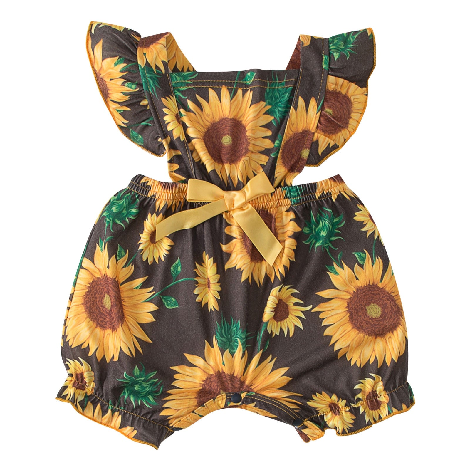 Stylish Sunflower Sleeveless Romper for Toddler Girls: Perfect for Summer