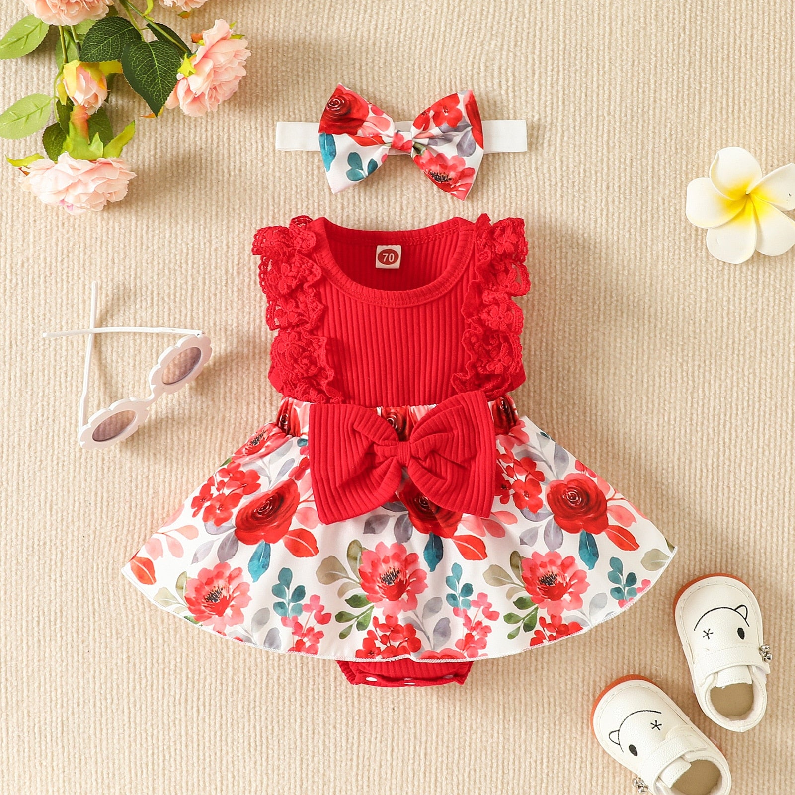 Sweet Summer Knitted Romper Dress for Infant Baby Girls