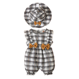 Adorable Baby Girl Summer Outfit: Ruffled Rompers with Bowknots and Sunhat