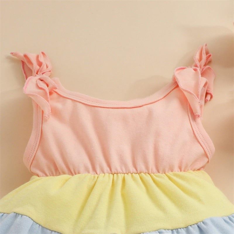 Baby Girls Princess Striped Patchwork Sundress