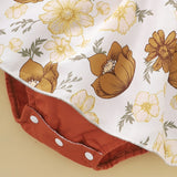 Patchwork Baby Rompers with Flowers Print for Newborn Girls