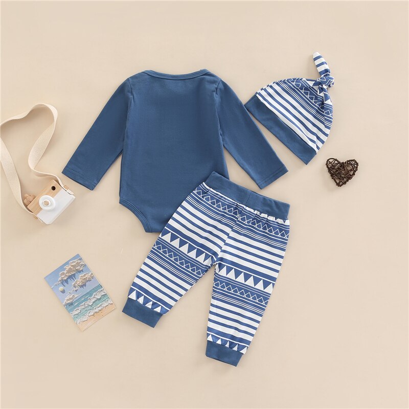 Adorable Newborn Baby Boys Clothes Set with Letter Print and Geometric Pattern