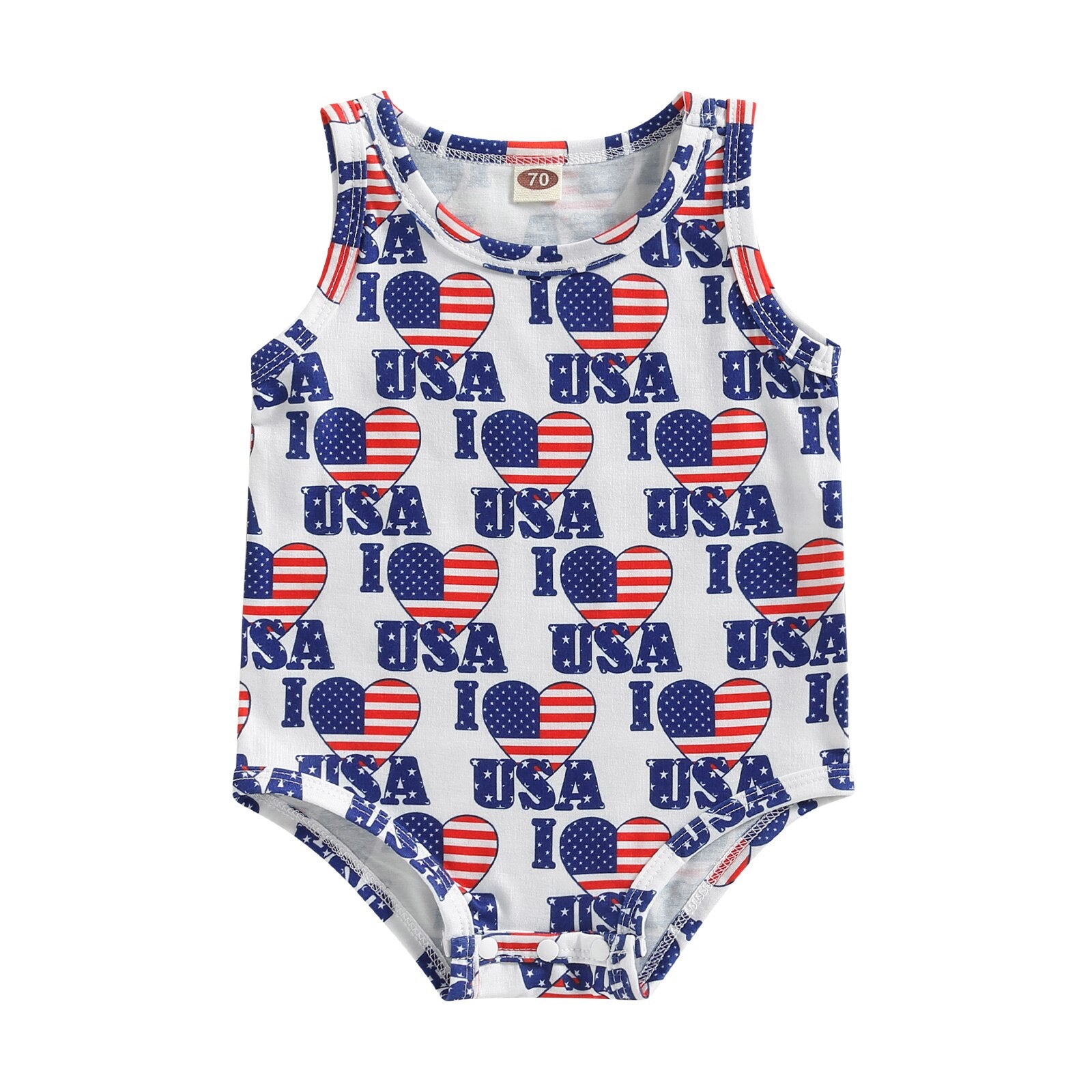 Infant Baby Boy Girl Stars and Stripes Sleeveless Romper