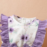 Adorable Baby Girl Summer Outfit: Ruffled Rompers with Bowknots and Sunhat