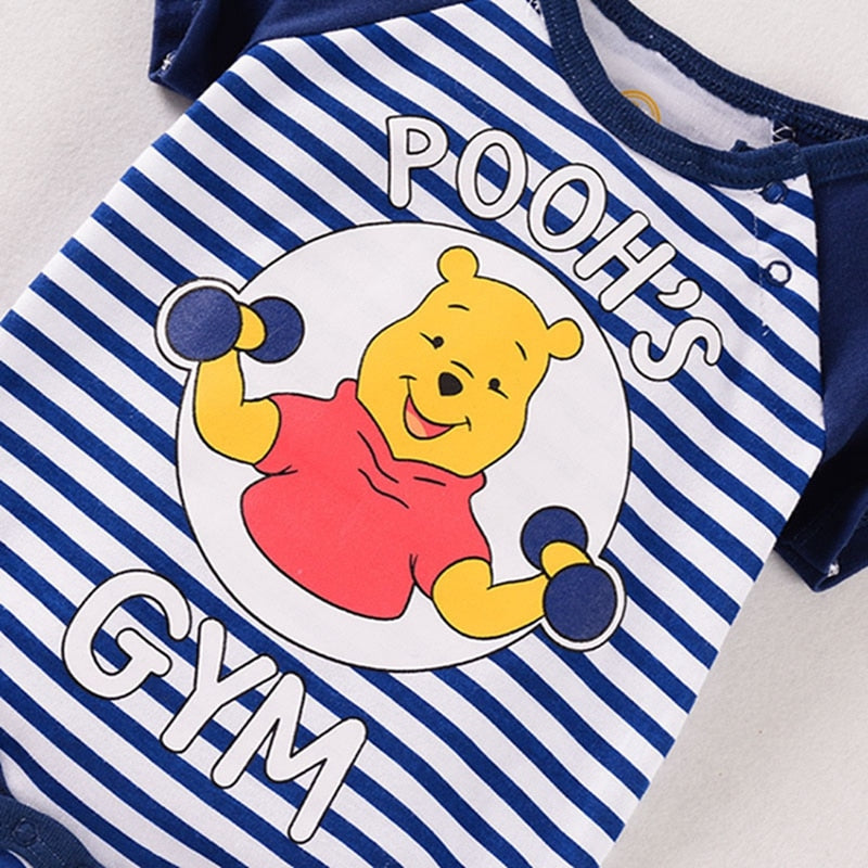 Cartoon Winnie The Pooh Costume Baby Summer Rompers Short Sleeve Clothes Cotton Girls Kids Jumpsuit Boys Newborn Toddler Outfits