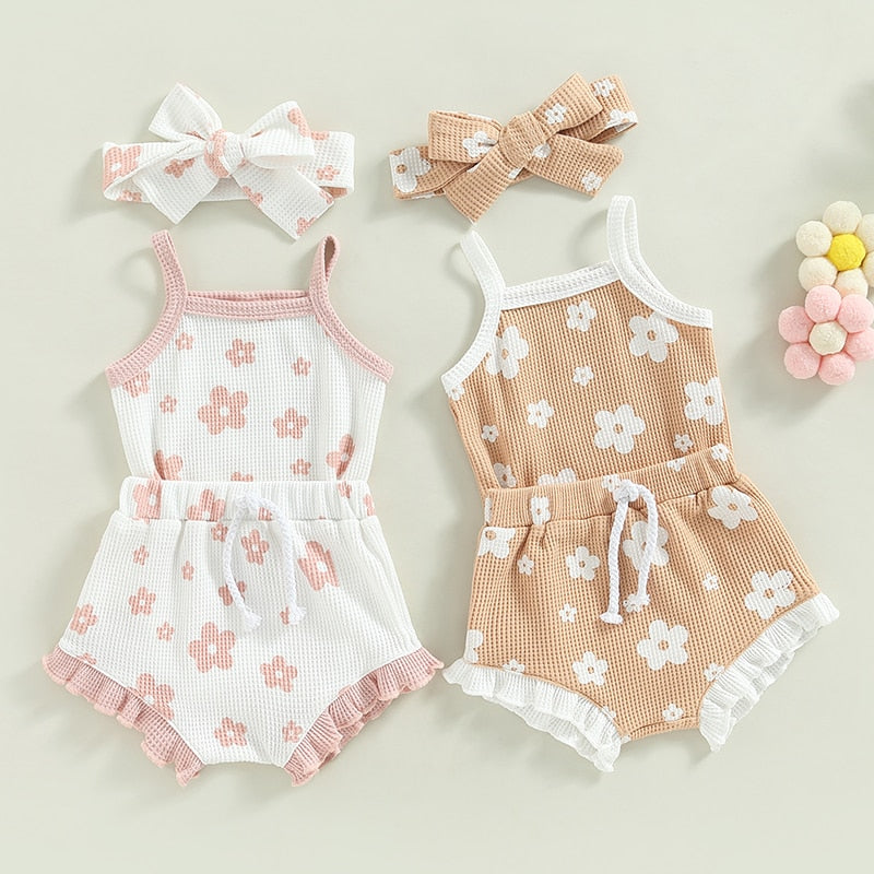 Summer Floral Baby Girl Clothes Set