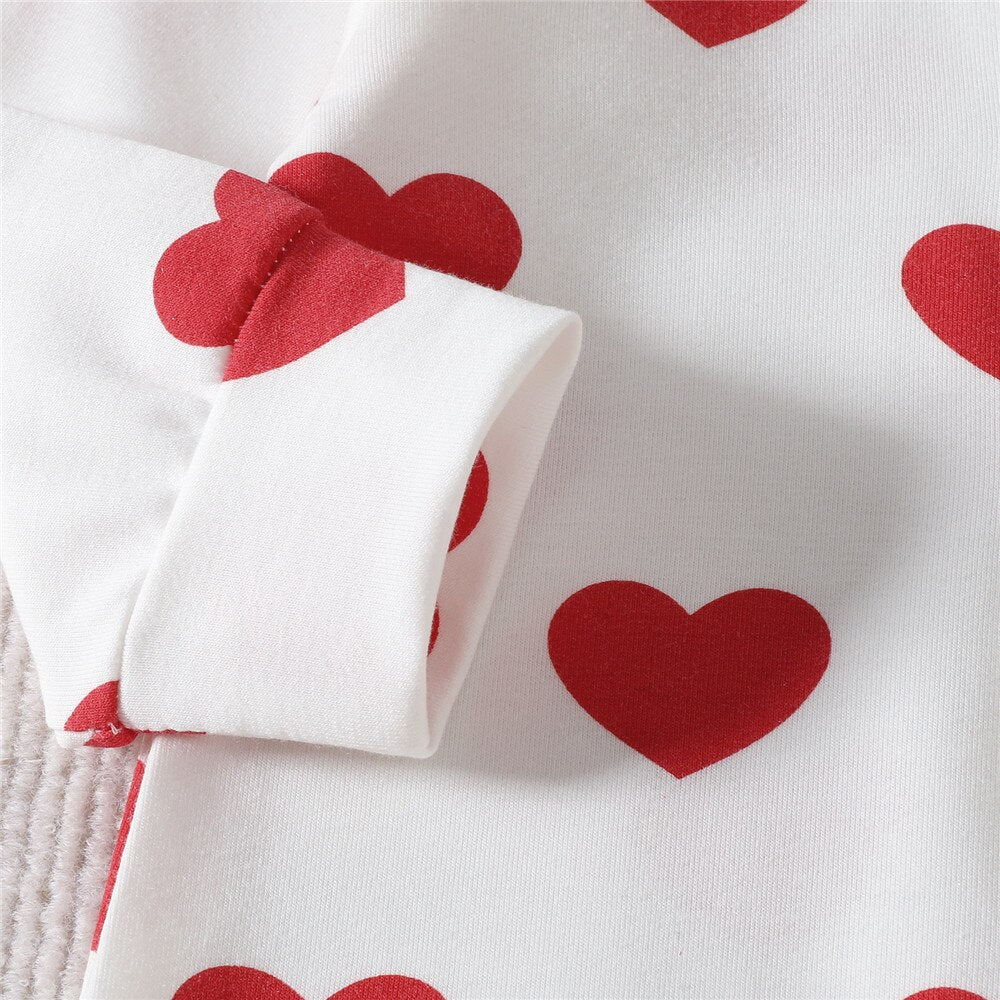 Adorable Heart Print Baby Rompers for Valentine's Day