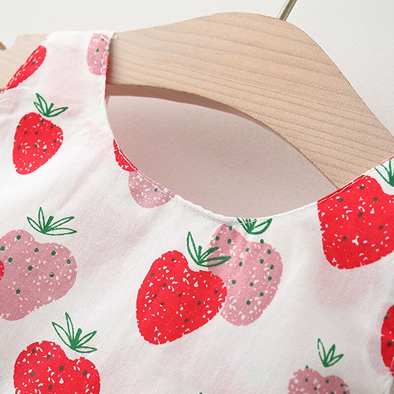 Summer Sweetness - Baby Girl Dress with Strawberry Bow and Hat