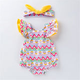Adorable Flying Sleeve Baby Bodysuit with Watermelon Print for Girls