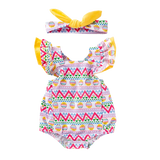Adorable Flying Sleeve Baby Bodysuit with Watermelon Print for Girls