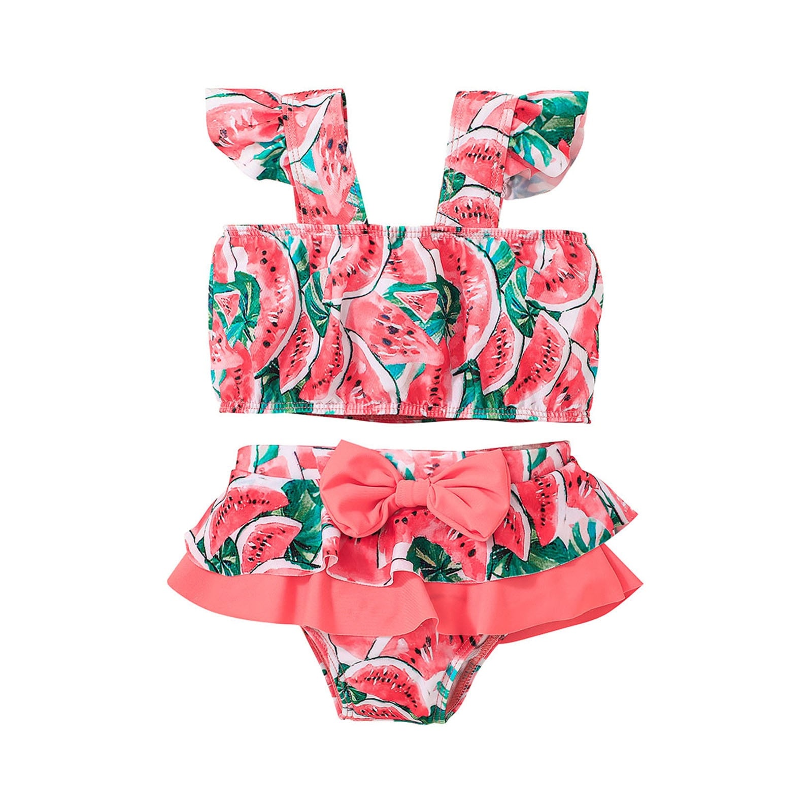 Toddler Baby Girls Swimwear Summer Strap Watermelon Melon Print Two-Piece Swimsuit Set