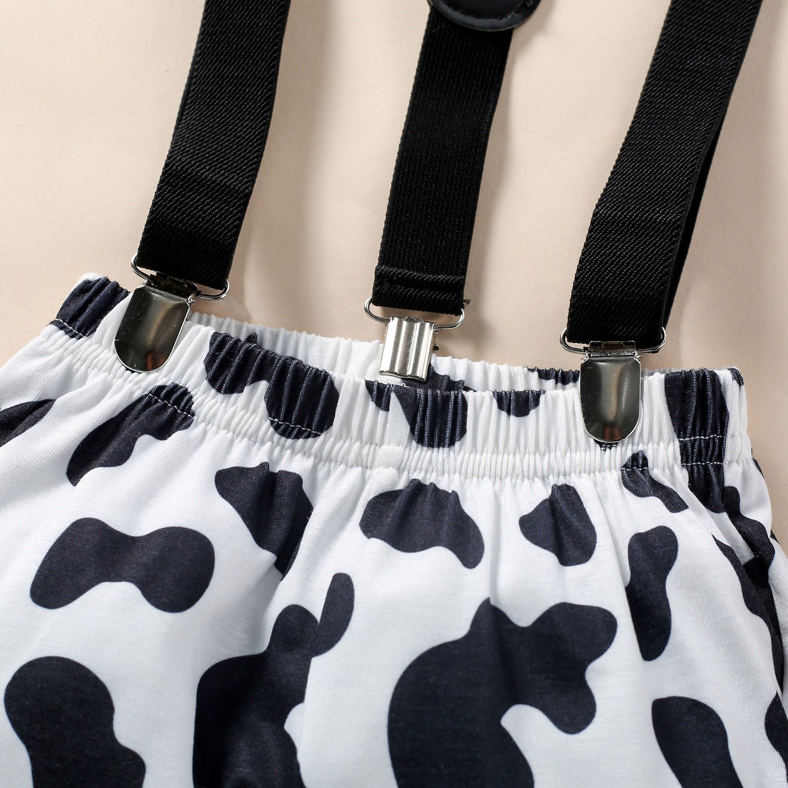 Adorable Baby Suit: Summer Short Sleeve Tops and Suspenders Shorts Sets with Cow Letter Prints - Perfect for Birthdays and Playtime