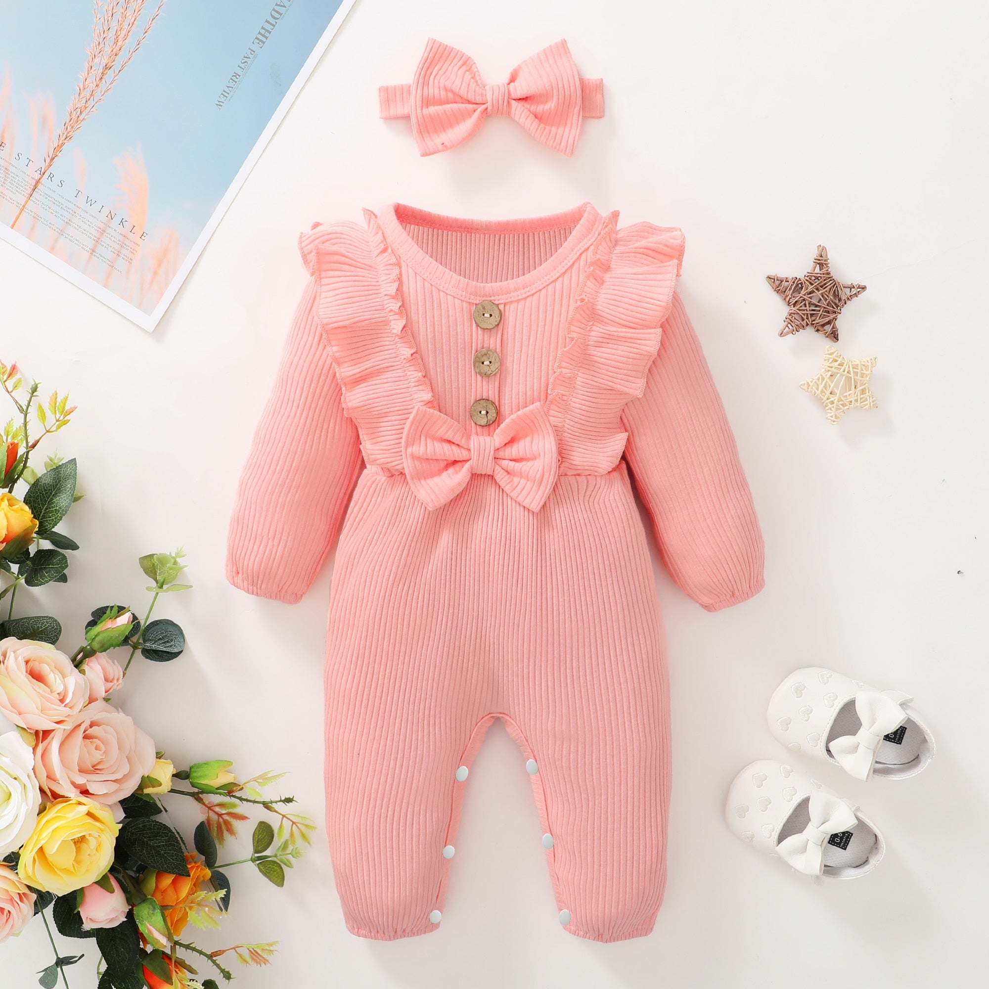 Adorable Newborn Baby Romper with Matching Headband