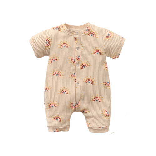 Unisex Rainbow Heart Print Baby Romper for Newborns