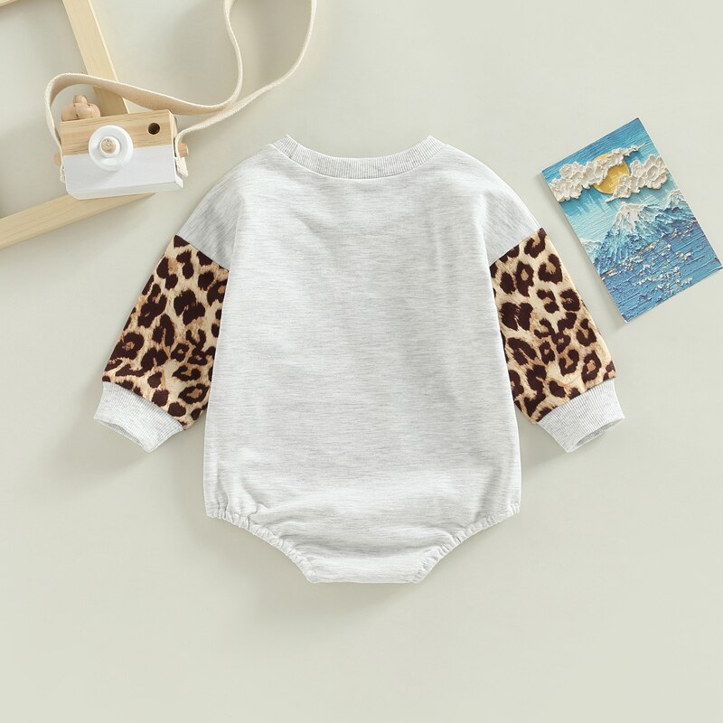 Adorable Baby Cattle and Leopard Print Rompers for Spring and Fall