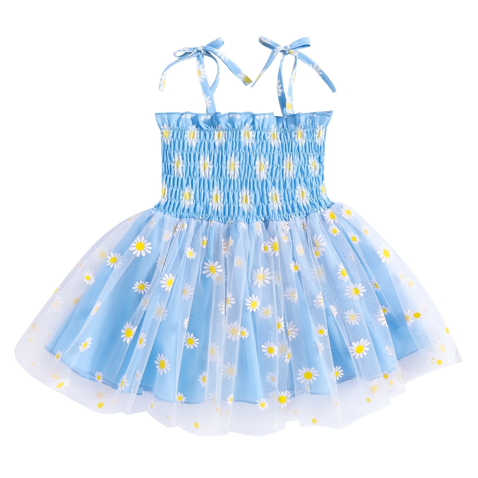 Summer Floral Print Toddler Girls Dress - Sleeveless Beach Tutu Dress Layered Tulle Dress