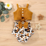Baby Girl Summer Clothes Set - Ribbed Vest Top + Leopard Print Shorts
