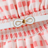 Trendy Toddler Girls Romper with Plaid Print and Suspender Design for Summer
