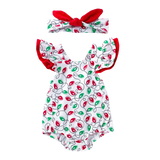 Adorable Flying Sleeve Baby Bodysuit with Watermelon Print for Girls