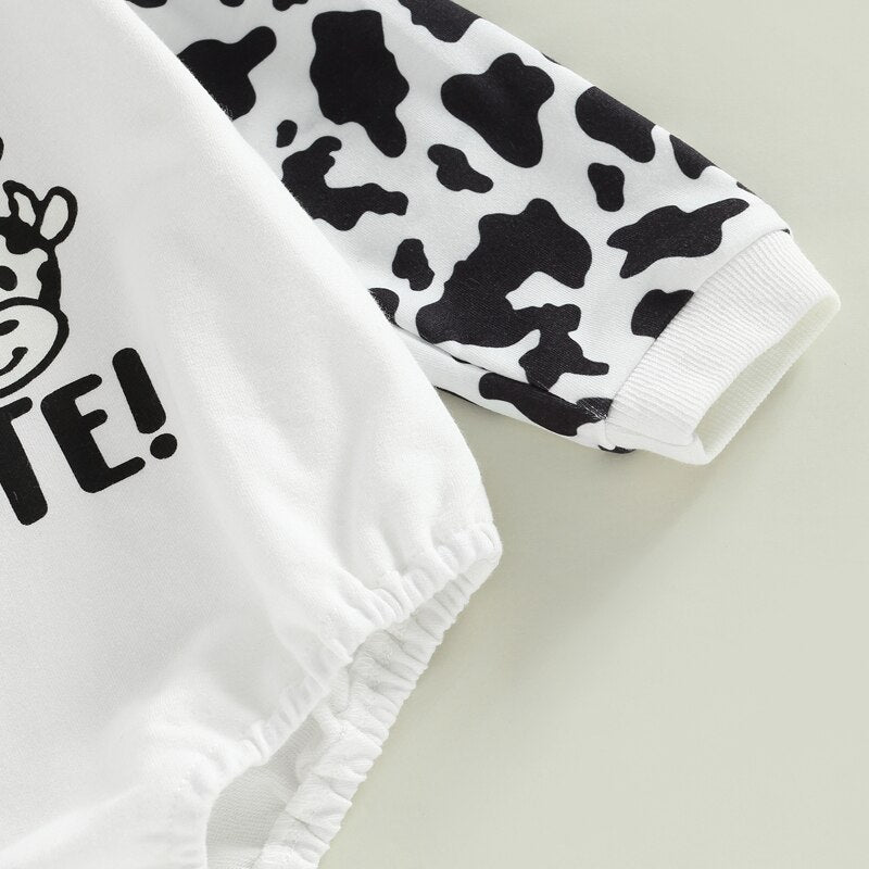 Lovely Cow Print Newborn Baby Jumpsuits for Autumn