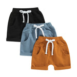 Toddler Baby Unisex 3-pack Drawstring Shorts with Pockets - Babbez