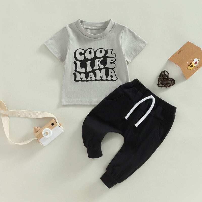 Adorable Summer Toddler Boys Clothes Set with Cartoon Cow and Letter Print