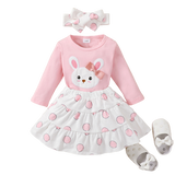 Easter Baby Girls Clothes Sets: Bunny Bow T-shirt, Dot Ruffle Skirt, and Headband Sets for Newborns and Toddlers