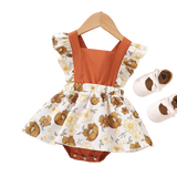 Patchwork Baby Rompers with Flowers Print for Newborn Girls