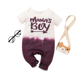 Cute Infant Baby Summer Jumpsuit Short Sleeve Round Neck Romper Cartoon Letter Pattern Gradient Color Bodysuit - Babbez
