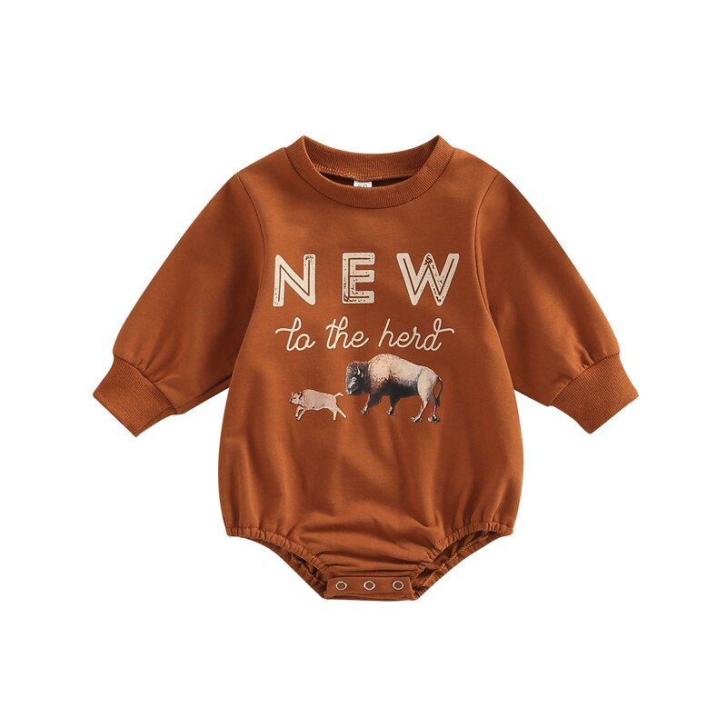 Cute Cartoon Animal and Letter Print Bodysuits for Newborn Babies