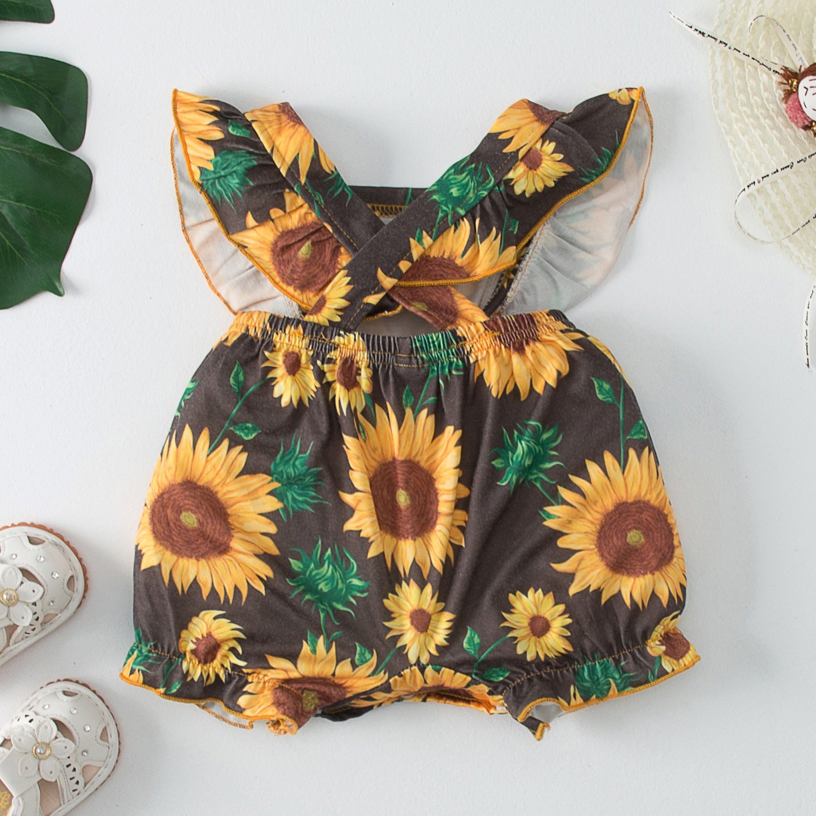 Stylish Sunflower Sleeveless Romper for Toddler Girls: Perfect for Summer