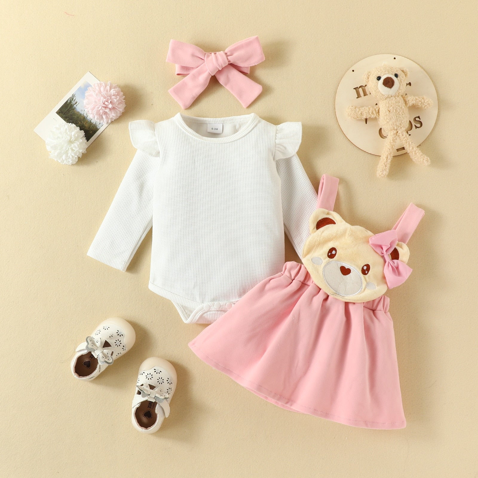 Adorable Baby Girl Party Outfits Sets with Cartoon Fox Dress and Heart Romper