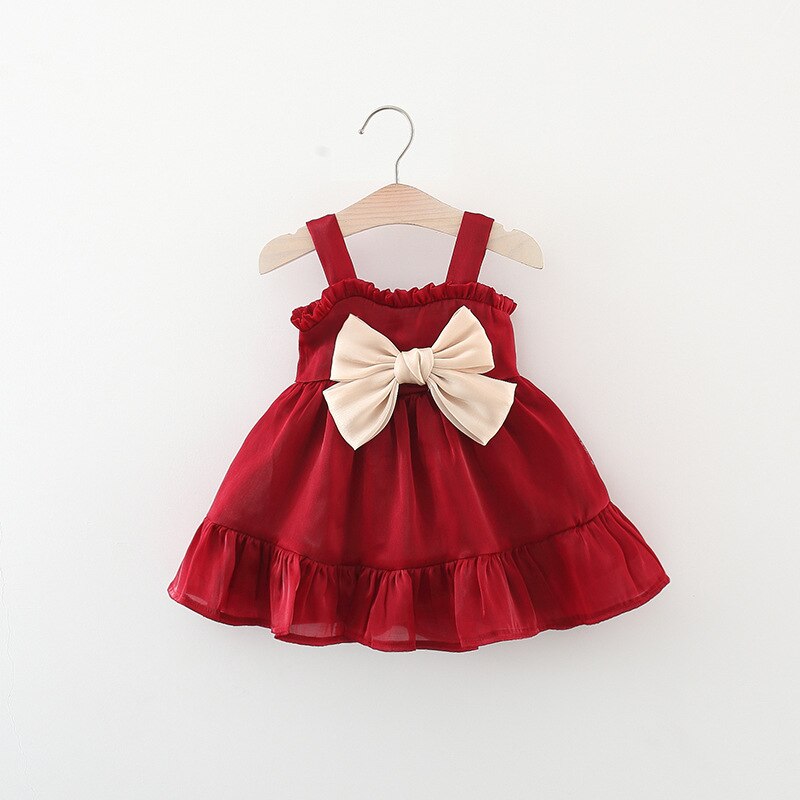 Summer Baby Girl Fashion Birthday Party Dress with Mesh and Bow