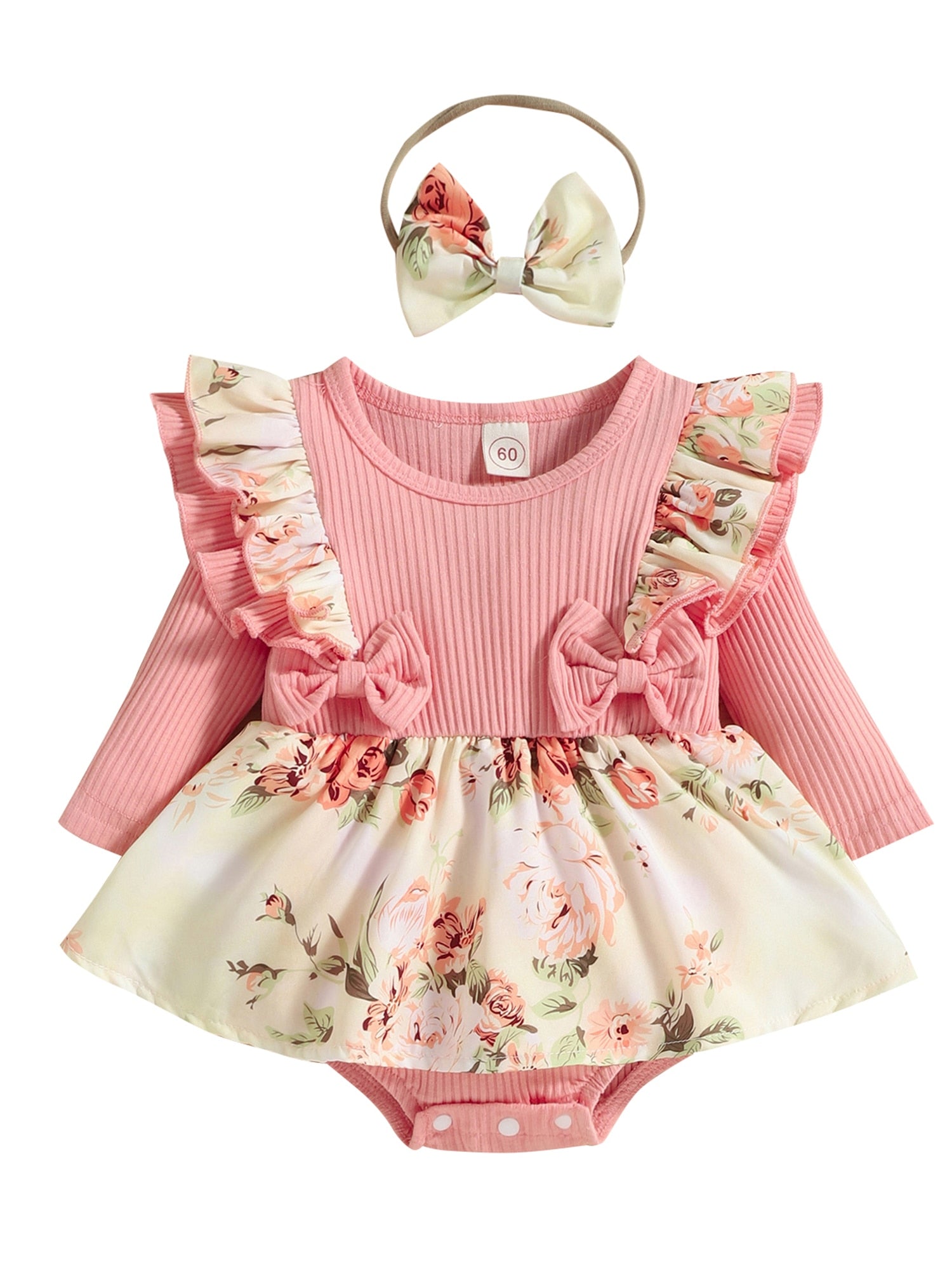 Cute and Comfy Baby Girl Bodysuits with Ruffle Sleeves and Flower Prints