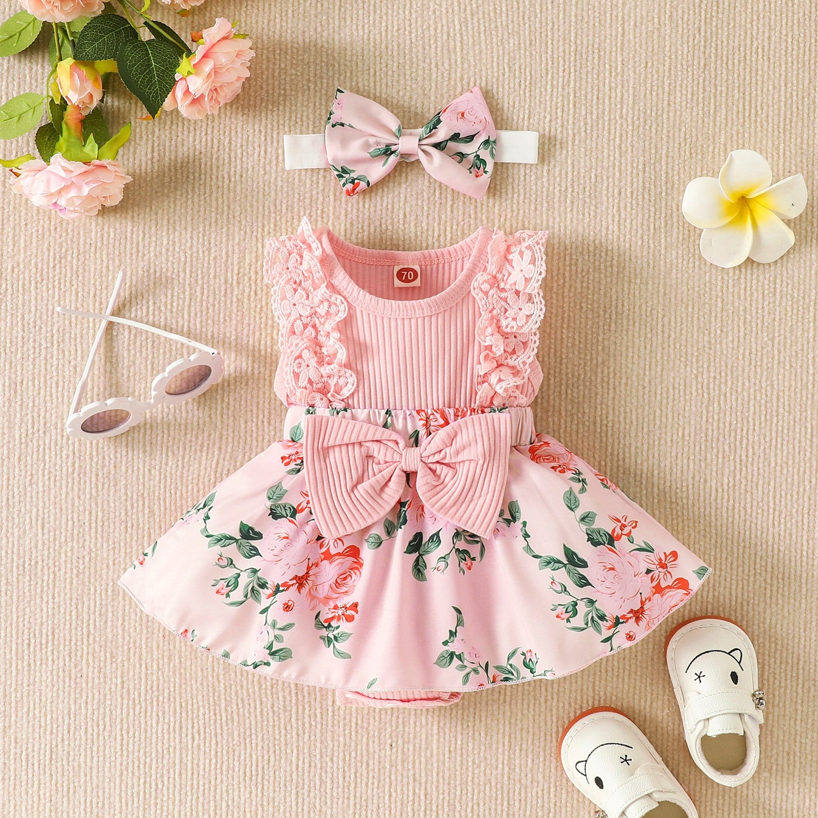 Sweet Summer Knitted Romper Dress for Infant Baby Girls