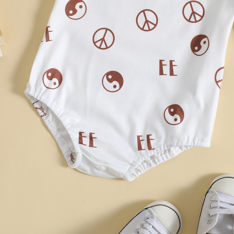 Newborn Baby Yin Yang Symbol Print Bodysuit for Summer